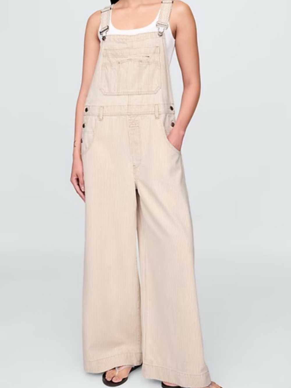 GAP Wide-Leg Beige Overalls